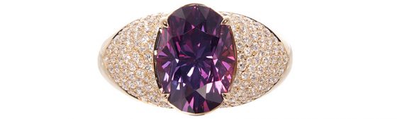 Unheated Magenta Ruby with D Flawless Diamonds 18K Gold Ring
